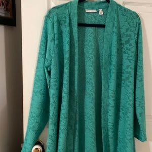 Susan Graver, medium green lace flowers jacket